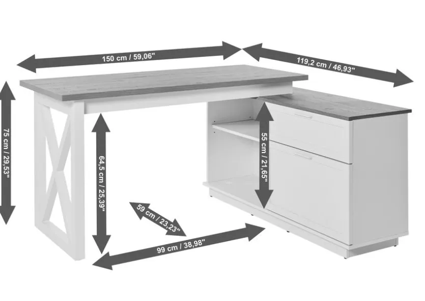 Eckschreibtisch 91CM1 / Chalet D 155 E
