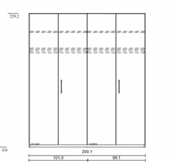 Kleiderschrank Comfort-V 200 x 229 cm