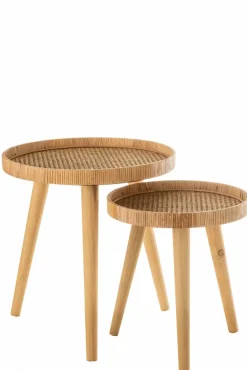 2-Satz Beistelltisch Rattan