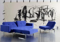 Schlafsofa mit Armlehnen Splitback Chrom